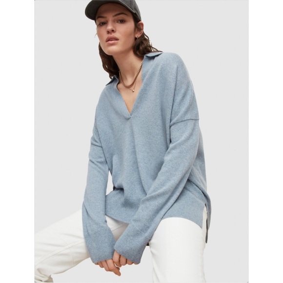 Pullover Collared Long Sleeve Sweater Cashmere - Picture 2 of 9